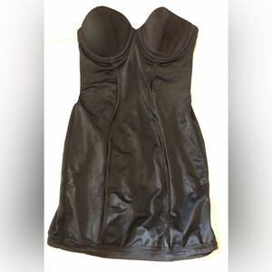 Flexees Black Strapless Full  Body Slip 34B Firm Control Shapewear  2304